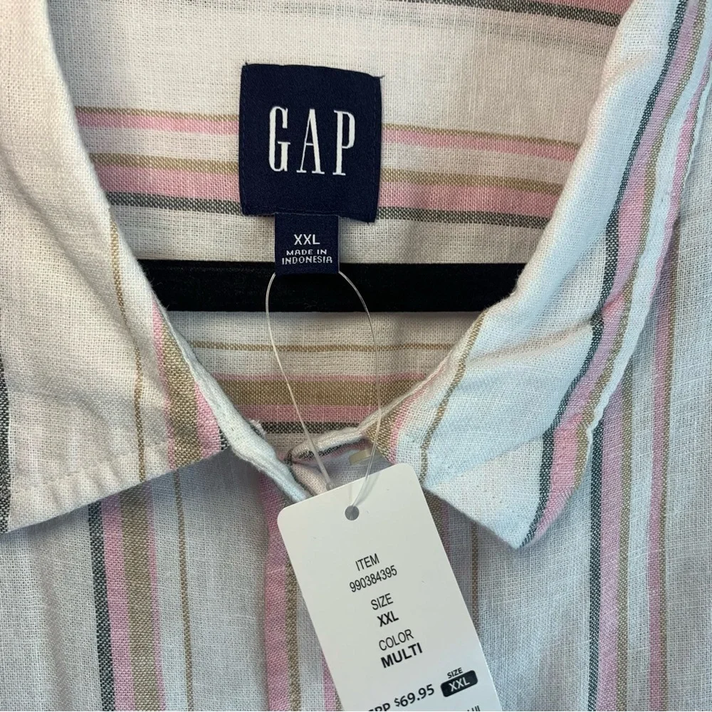 NWT GAP Linen Blend Striped Button Down Top, size XXL - Picture 4 of 12